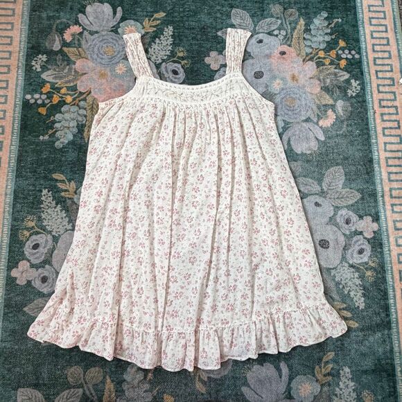 Vintage Nightgown small white pink lace Floral Sleeveless Cotton sleep Dress S - Picture 5 of 11